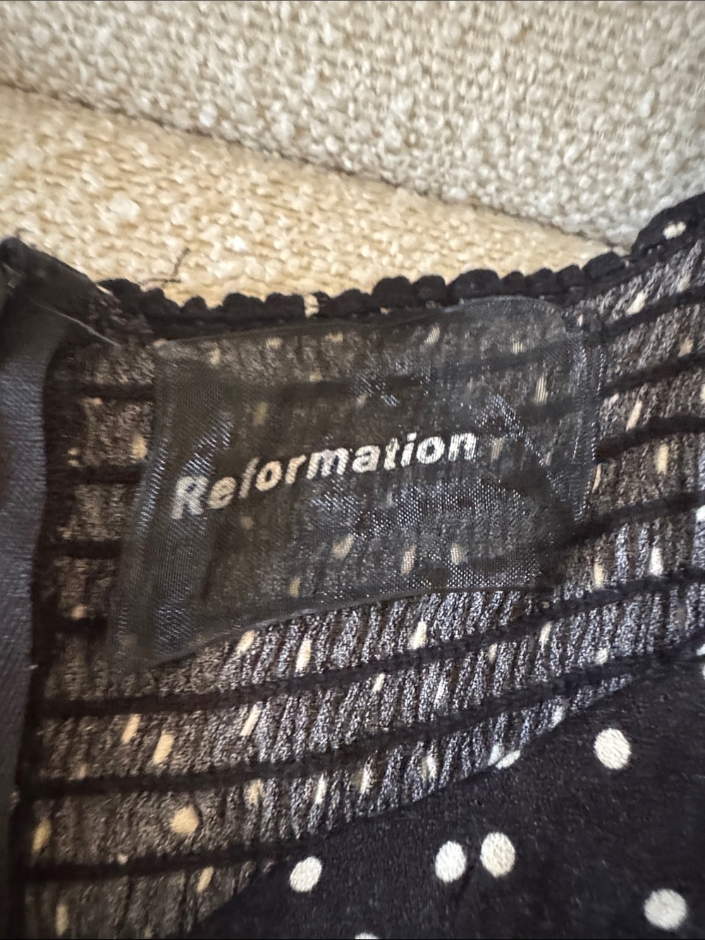 Reformation Black and White Polka Dot Puff-Sleeve Dress - Picture 2 of 7